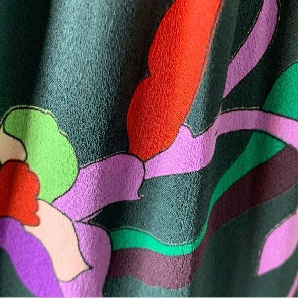 Kate Spade Fleur Nouveau dark green‎ floral smocked ruffle mini dress size 0 - Picture 10 of 17